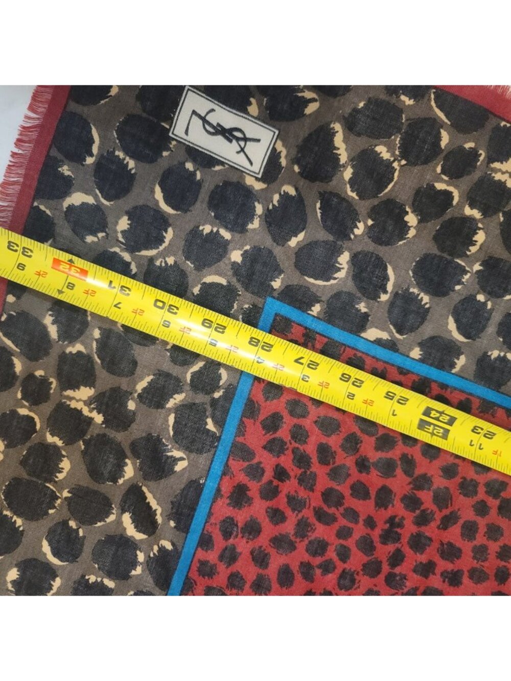 Yves Saint Laurent Geometric Cotton Scarf Multicolored, Italy VTG YSL - Picture 6 of 6